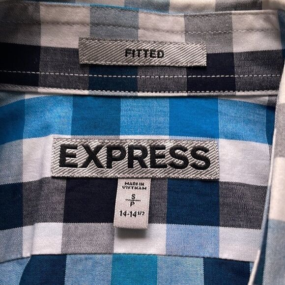Express shirt sp white black blue checks fitted - Picture 3 of 7
